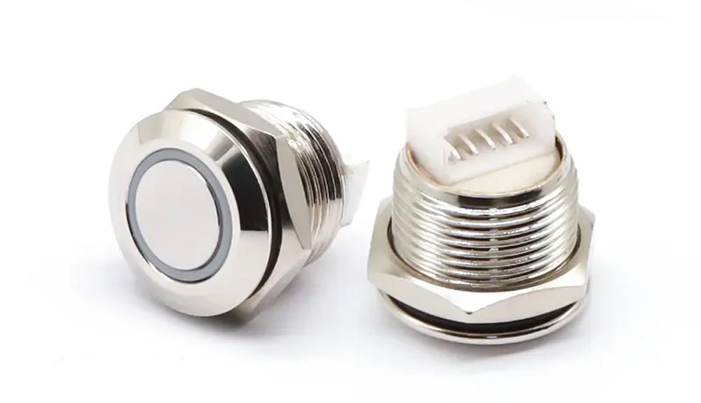 IP67 Illuminated Push Button Switch With Connector 12MM Metal