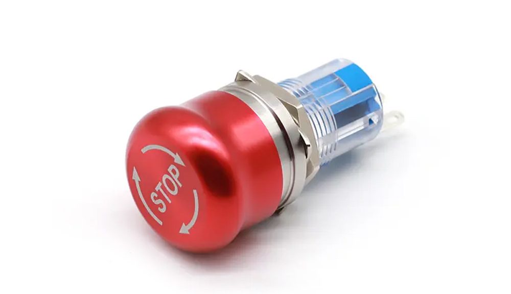 Emergency Stop Switch IP67 16mm Metal Button Switch Waterproof Mushroom