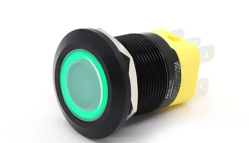 22mm High Current Push Button Switch with IP68 Waterproof Rating & Illuminated Ring
