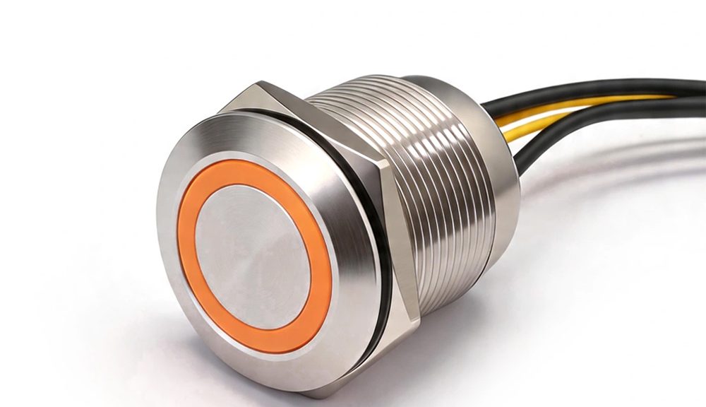 High-Amperage Momentary Switch 20A Illuminated Ring Push Button with Sealed Tail