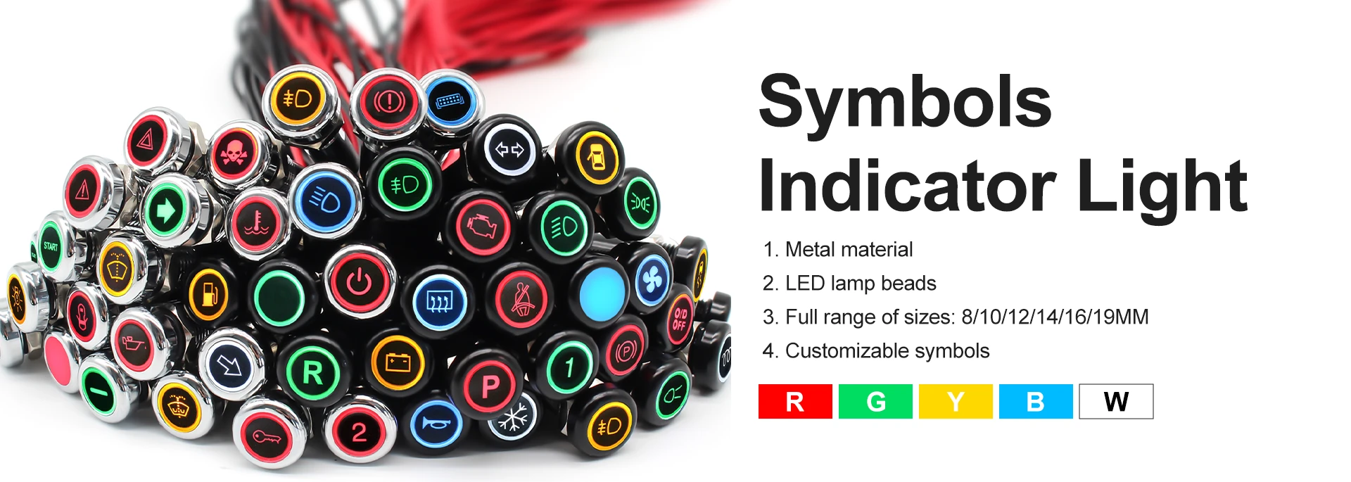 FILN Symbol Indicator Light Contains 180 Customizable Symbols LED symbols indicator light
