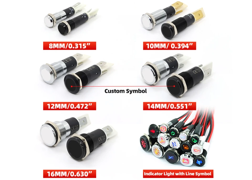 FILN Symbol Indicator Light Contains 180 Customizable Symbols Silver and Black indicator light