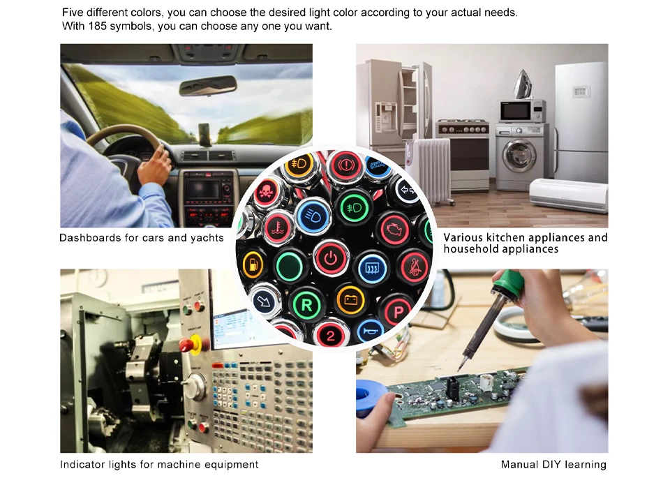 FILN Symbol Indicator Light Contains 180 Customizable Symbols indicator light applications
